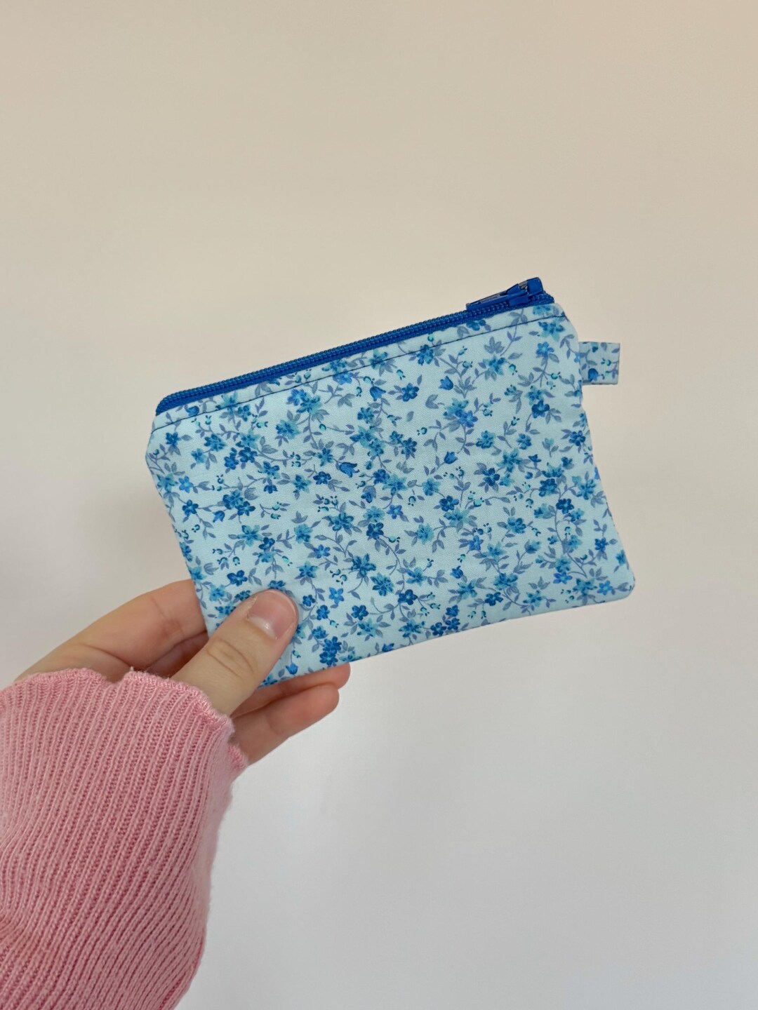 Blue Floral Coin Purse - Small Wallet - Card Holder - Zipper Pouch ...