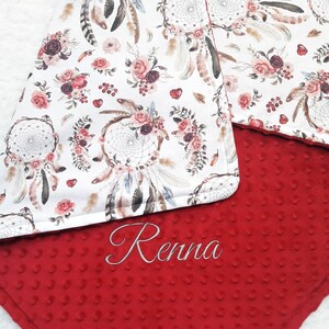 Dromenvanger babydeken meisje, dromenvanger boho kinderdagverblijfdeken, boho babyshowercadeau, boho gepersonaliseerde deken voor pasgeborene, boho lovey