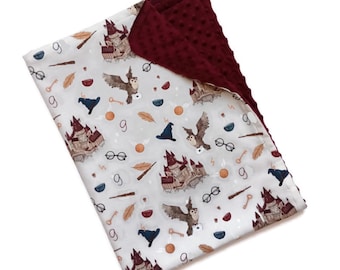 Little Wizard Personalized Baby Blanket, School of Magic Baby Shower Gift Personalized Blanket, School of Magic Nursery Blanket, Owl Blanket