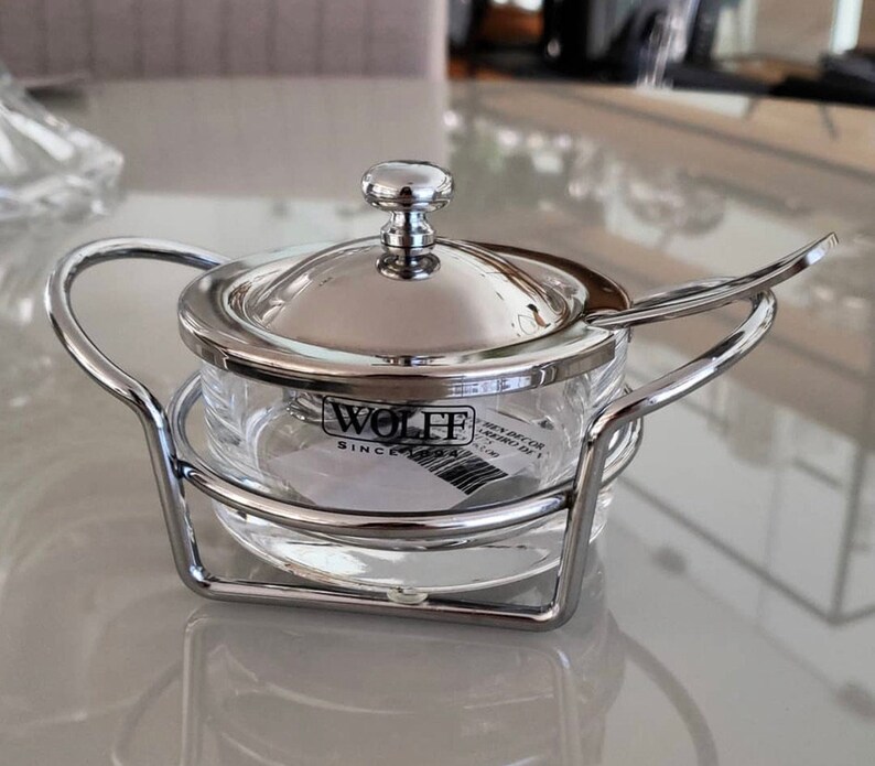 Silver Plate Sugar Bowl With Stand and Spoon Etsy