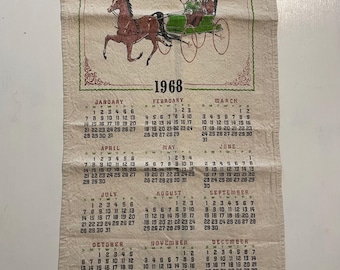 Vintage 1968 Linen Wall Calendar #23 Fabric 27 X 17 1/4 Songbirds 