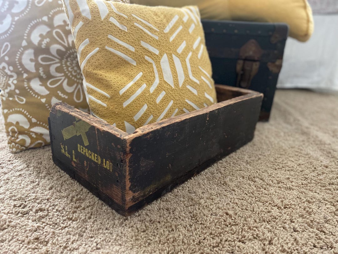 Vintage WWII Ammo Box Yellow Markings, Rare Militaria Decor Etsy