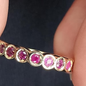 14K Yellow Gold & Rubies Half Eternity Ring