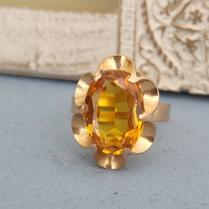 Citrine Vintage Gold Ring 18K