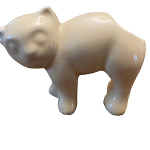 Vintage Pale Yellow Cat Pottery Planter, 5" x 4" x 2"