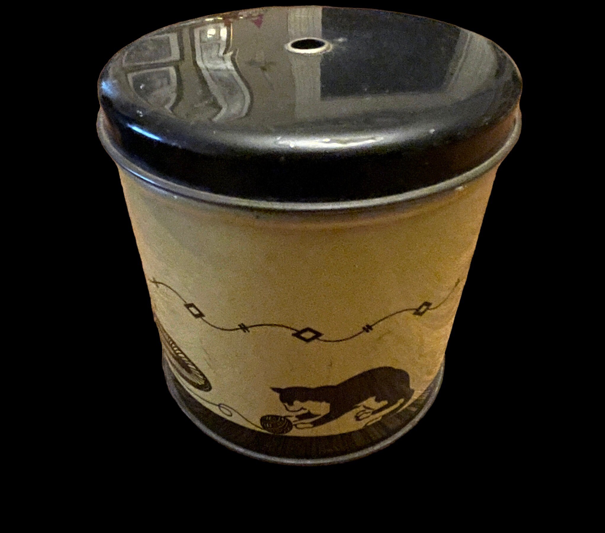 Vintage String Holder Tin Container With Lid/cover, 4-1/4" Tall X 4 ...