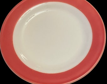 PYREX Mid Century Modern Coral-Pink 10" Milk Glass Dinner Plate