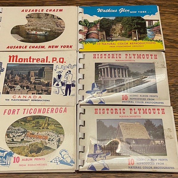 Lot of 6 Vintage US Mini Souvenir Booklets, Photos, Mini Postcards, NY/MA/Canada