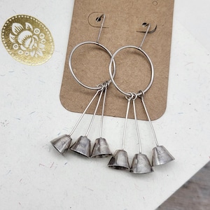Silver Bells, Dangle Drop earrings, Holiday Jewelry, Sterling Silver gifts