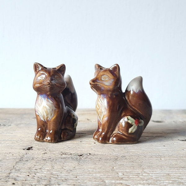 Fox Salt and Pepper Shaker Set, Holiday Shakers, Woodland Theme,Country Kitchen, Cottagecore