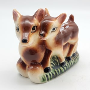 Vintage Ceramic Deer Planter, Bambi Mini Cashe Po, Holiday Decor