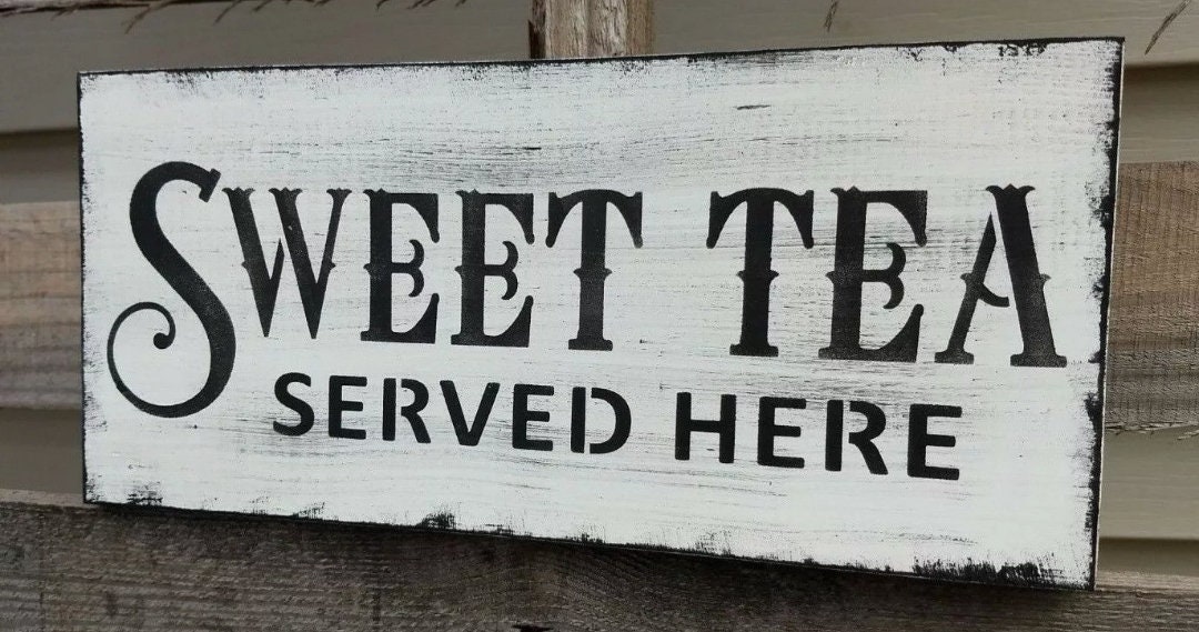 Farmhouse Wood Sign SWEET TEA Home Wooden Rustic Country Kitchen Family ...