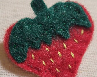 Strawberry Heart Felt pins