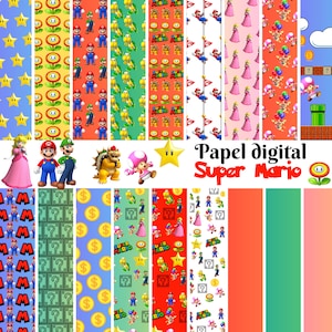 Papel Digital de mario, mario papel digital, digital paper de crafs, png mario