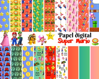 Papel Digital de mario, mario papel digital, digital paper de crafs, png mario