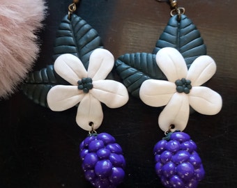 Blackberry flower earrings