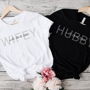 Wifey Hubby Shirt Custom Engagement Gift Personalized Anniversary Gift For Couple Shirt Honeymoon Shirt Wedding Gift Just Married Shirt