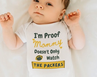 Green Bay Packers Baby Bodysuit | I'm Proof Mommy Doesn't Only Watch the Packers | NFL Baby Onesie | Baby Shower Gift | New Mom Gift