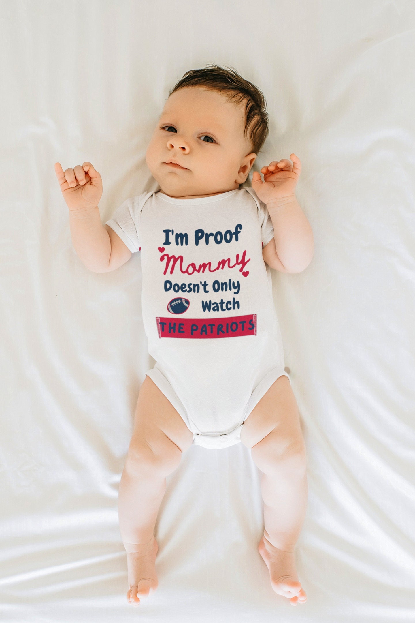 New England Patriots Baby Bodysuit - Mommy doesn't only watch the Patriots