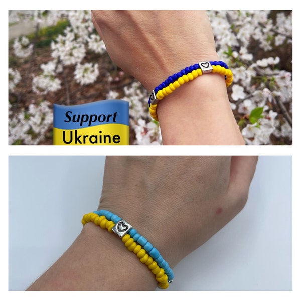 Support Ukraine Bracelet, Ukraine Beaded Bracelet, Ukrainian Bracelet, Stand With Ukraine Bracelet
