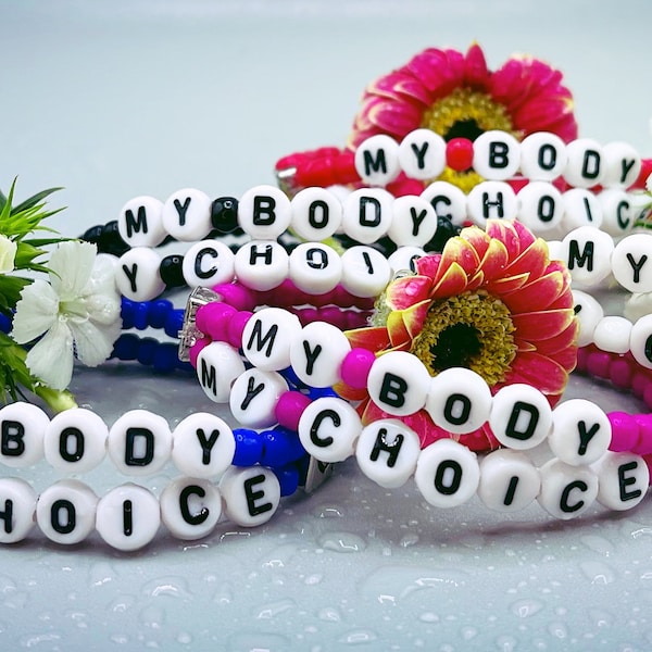 My Body My Choice Bracelet, Pro Choice Beaded Bracelet, Abortion Rights Beaded Bracelet, Pro Roe Bracelet, 1973, Feminist Jewelry