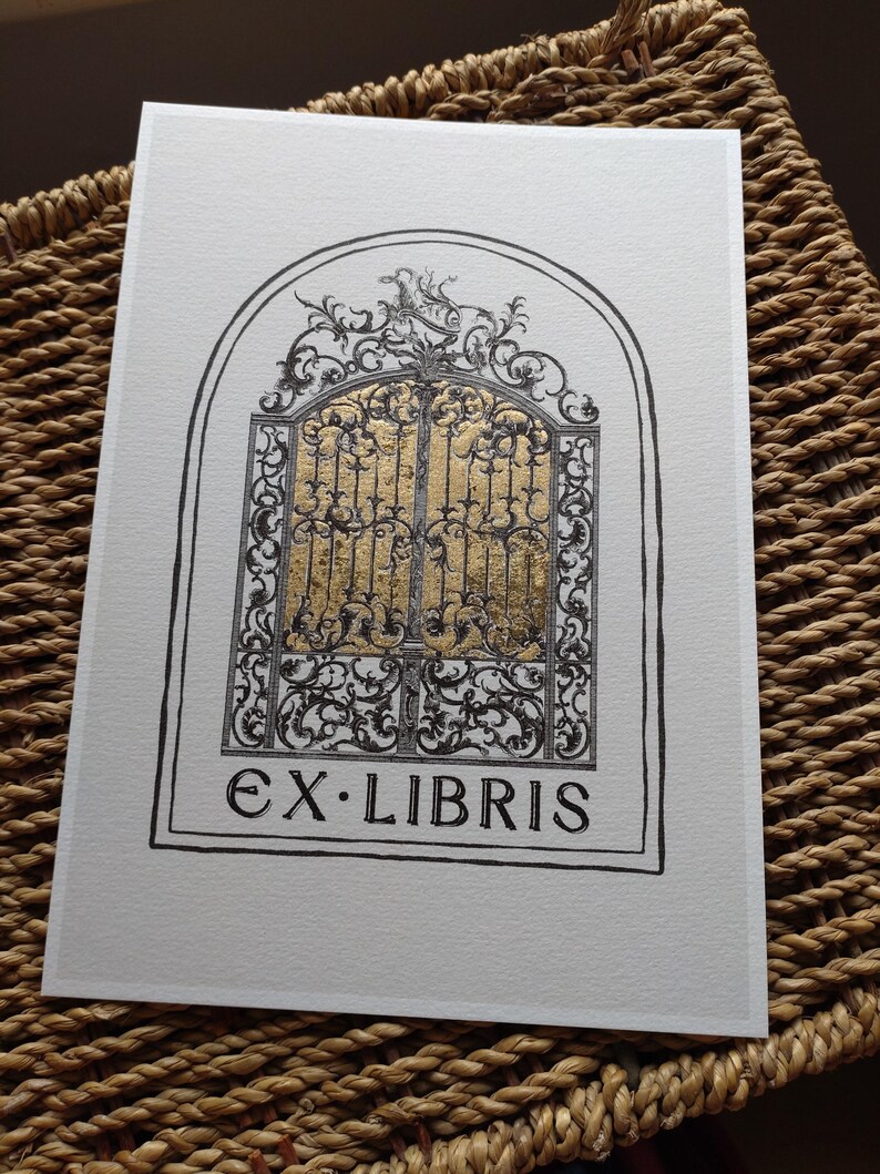 Bookworm Wall Art - Ex Libris Gilded Library Art Print: Literary Themed ...