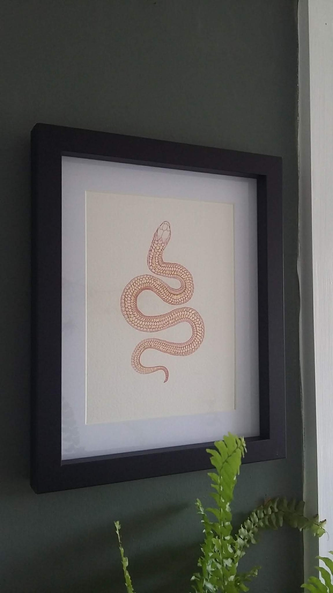 Animalia Red Gilded Snake Art Print, A5, UNFRAMED // Nature Wall Art