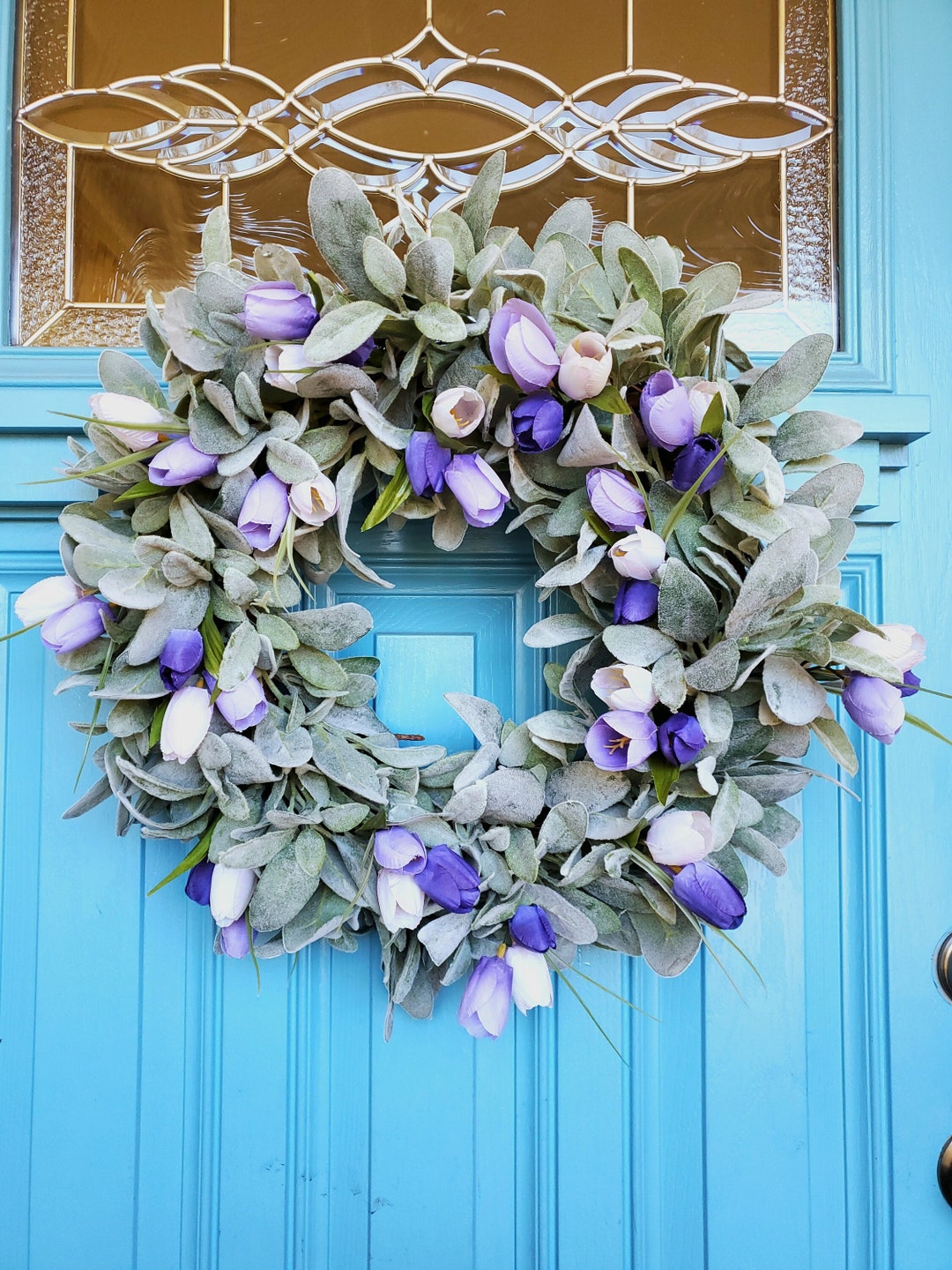 Spring Lambs Ear Tulip Wreath Various Color Choices Available. - Etsy