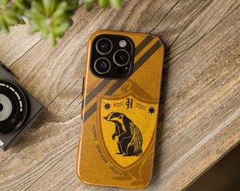 Hufflepuff-inspired Tough Phone Case, Hogwarts-inspired, Patience Dedication Loyalty, Wizards Witches Gift, Protective Cover