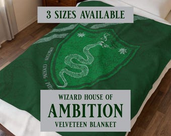Slytherin Inspired Blanket – Green & Silver Distressed Wizard House Throw – Cozy Couch Blanket for Potter Fans