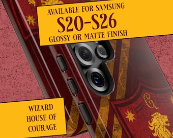 Phone Case, Hogwarts Gryffindor-Inspired Distressed Tough Case for Wizards and Witches, Courage and Bravery Design, Harry Potter Gift,