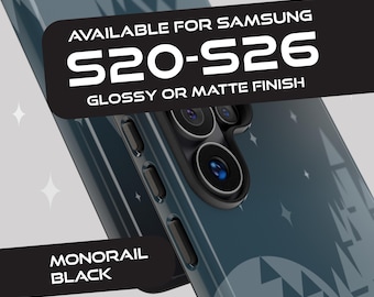 Disney-inspired Tough Samsung S-series case - Monorail Black Phone Case with Cinderella's Castle Spaceship Earth, Samsung S20-26