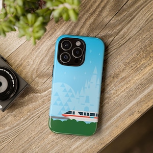 Disney-inspired Monorail Coral/Blue Phone Case, Highway in the Sky, Colorful, Fanatic Accessory, Disney Vacation Souvenir, Disney Gift