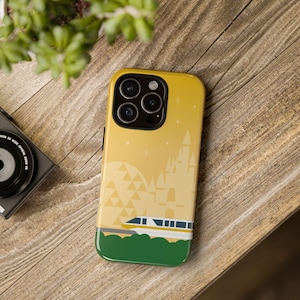 Disney-inspired Monorail Gold Phone Case, Highway in the Sky, Colorful, Fanatic Accessory, Disney Vacation Souvenir, Disney Lover Gift