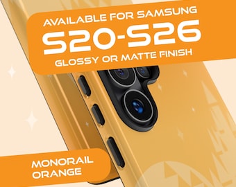 Disney-inspired Tough Samsung S-series case - Monorail Orange Phone Case with Cinderella's Castle Spaceship Earth, Samsung S20-26