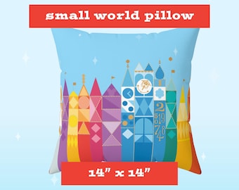 It's a Small World Throw Pillow – Retro Park Decor (14" x 14")