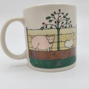 Vintage 1983 Taylor Ng San Francisco Mug &quot;Farm Boy & Piggies&quot; Collectible Coffee