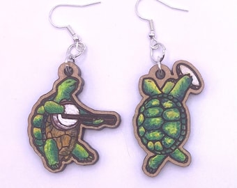 Terrapin Station Turtle Wood Earrings