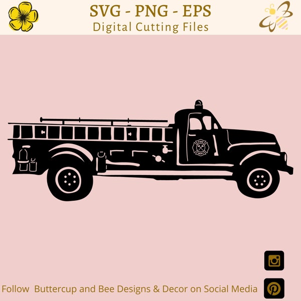 Vintage Fire Truck SVG - Fire Truck - 1951 GMC Pumper Fire Truck - Fire Truck Clipart - PNG Eps Cutting Files