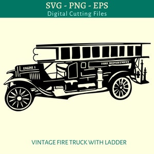 Vintage Fire Truck SVG - Fire Truck - Fire Truck Clipart - Fire Truck PNG EPS Cutting Files