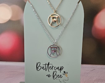 Baseball Softball Necklace | Silver or Gold Stainless Steel Pendant | Sports Jewelry | Game Day Necklace
