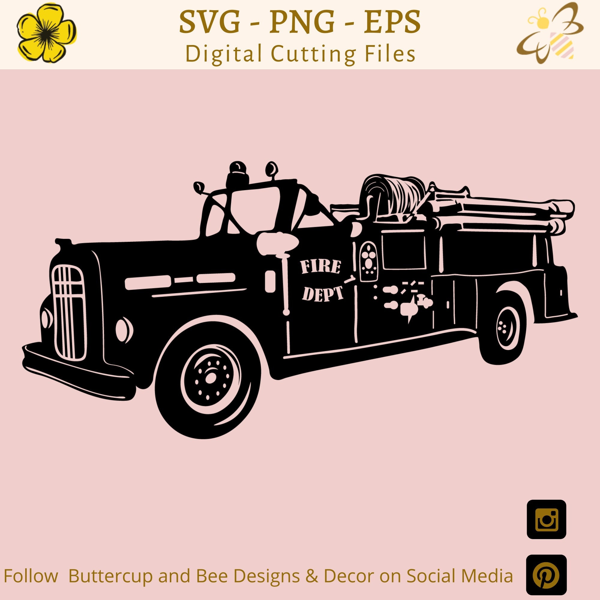 Vintage Fire Truck SVG Fire Truck 1956 Ward Lafrance Fire Truck Fire Truck  Clipart Fire Truck Cutting Files PNG EPS 