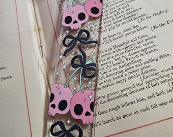 Pink Skull Acrylic Bookmark | Gothic Kawaii Bookish Gift