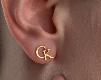 Boucles d'oreilles initiales personnalisées en argent sterling : bijoux lettres personnalisés