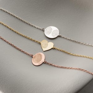Fingerprint Heart Bracelet with Name Two Fingerprint Bracelet Custom Engraved Disc Bracelet Actual Fingerprint Bracelet Thumb Print Bracelet