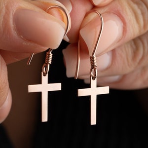 Cross Dangle Earrings Christian Cross Earrings Silver Religious Earrings Christian Jewelry Cross Symbol Earrings Confirmation Gift for Girls