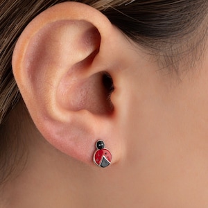 Ladybug Earrings Miraculous Ladybug Earrings Tiny Ladybird Stud Earrings Ladybug Small Stud Earrings Insect Lover Gift Good Luck Jewelry