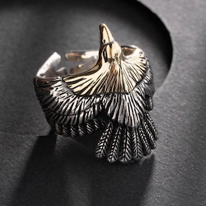 Silver Eagle Ring Wild Animal Jewelry American Eagle Ring Eagle Spreading Wings Ring Celtic Eagle Ring Thick Men Ring Vintage War Rings