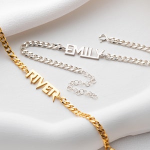 Pulsera con nombre personalizado y cadena de eslabones atrevida, pulsera de capas de plata, pulsera con placa de identificación y cadena cubana gruesa, pulsera con nombre para niños, regalos de aniversario