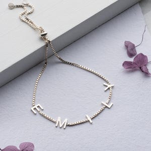 Custom Initial Bracelet: Gold Sterling Silver Cube Chain, Personalized Name Jewelry